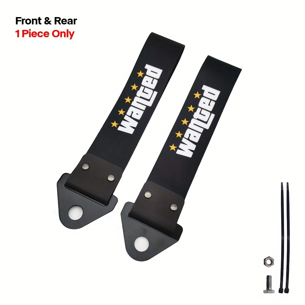 TEMU 1pc New Jdm Slogan Style For Wanted Racing Decorative Tow Strap Universal Anime Graffiti Car Racing Tow Ropes Auto Trailer Ropes Bumper Trailer