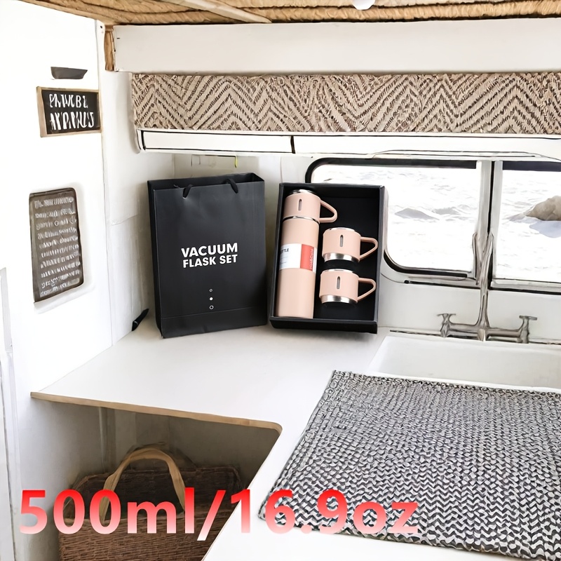 [Vacuum Insulated Mugs] Set of 500Ml/16.9Oz Stainless Steel Thermal Mugs | Vacuum Insulated Flasks, Insulated Sports Bottles, And Thermos Bottles Suitable for Both Hot And Cold Beverages, Perfect for RV Living, Compact RV Furniture, Outdoor Activities, And Office Use, Making an Excellent Gift for Loved Ones. RV Kitchen Accessories
