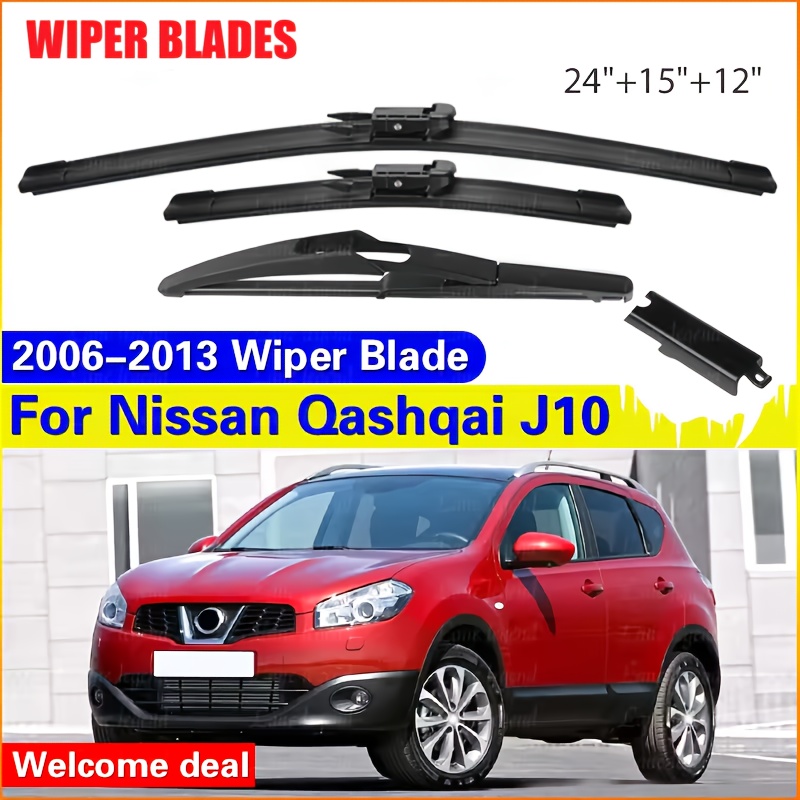 TEMU For J10 Front & Rear Wiper Blades 2006-2013 2010 2011 2012 Windscreen Windshield Window Accessories 24" 15" 12"