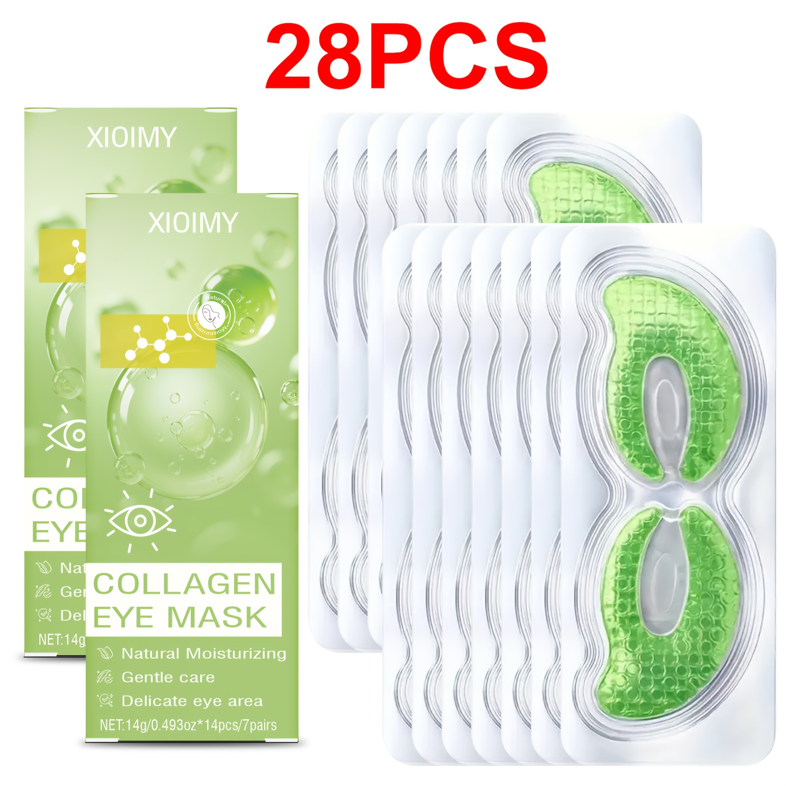 Image of 28pcs Collagen Natural Moisturizing Eye Mask, Sodium Hyaluronate, Moisturizes, , And Skin, Enhancing Its Radiance And For Allowing It To Bid Farewell To And Dullness. Suitable For Type