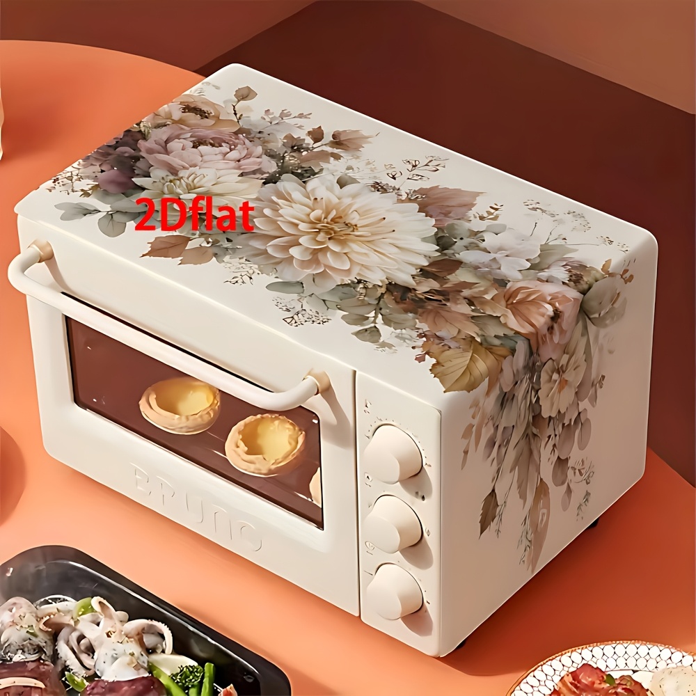 TEMU 1pc Elegant Floral Pattern Oven Mat Microwave Dust Cover, Suitable For Oven, Countertop, Table - Decorative (not For Direct Contact With )