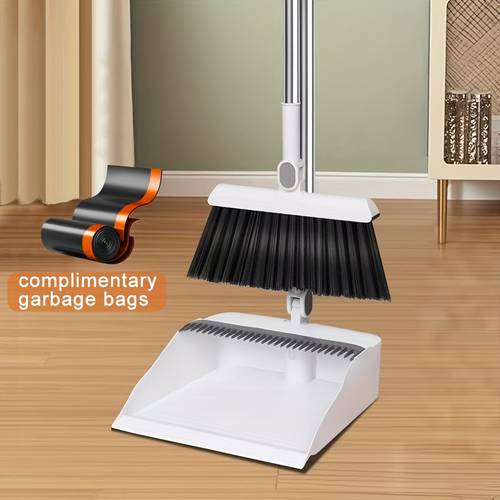 household broom trash bag set long handle floor cleaning broom dustpan trash bag kit rotatable broom and dustpan with comb for removing dust and garbage suitable for home office cleaning tools back to school supplies broom and dust pan set dust pan and broom set broom and dustpan set long handle broom for floor cleaning long handle dustpan and with dustpan kitchen broom and dustpan set long broom and dustpan set multifunctional broom