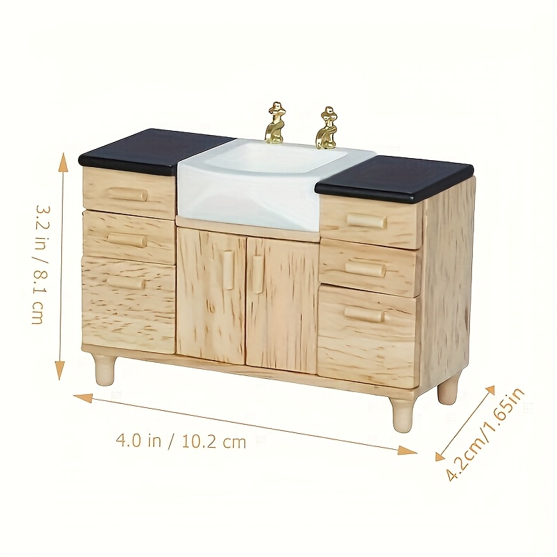 TEMU 1pc Of Dollhouse Mini Furniture, Bathroom Micro Scene Decoration, Gift For Boys And Girls With Washbasin, Living Room And Office Decoration, Day