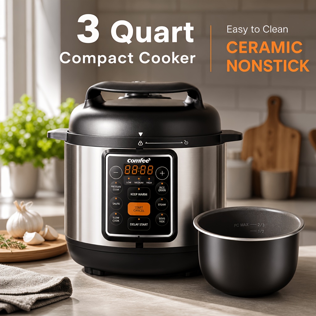 Comfee 6-in-1 Electric Pressure Cooker, Multi-use Yogurt Maker Cooker With Inner Pot, Supports Pressure Cooking, , And Steaming Functions, Ideal For Home Kitchens And Small Restaurants, Easy To Clean