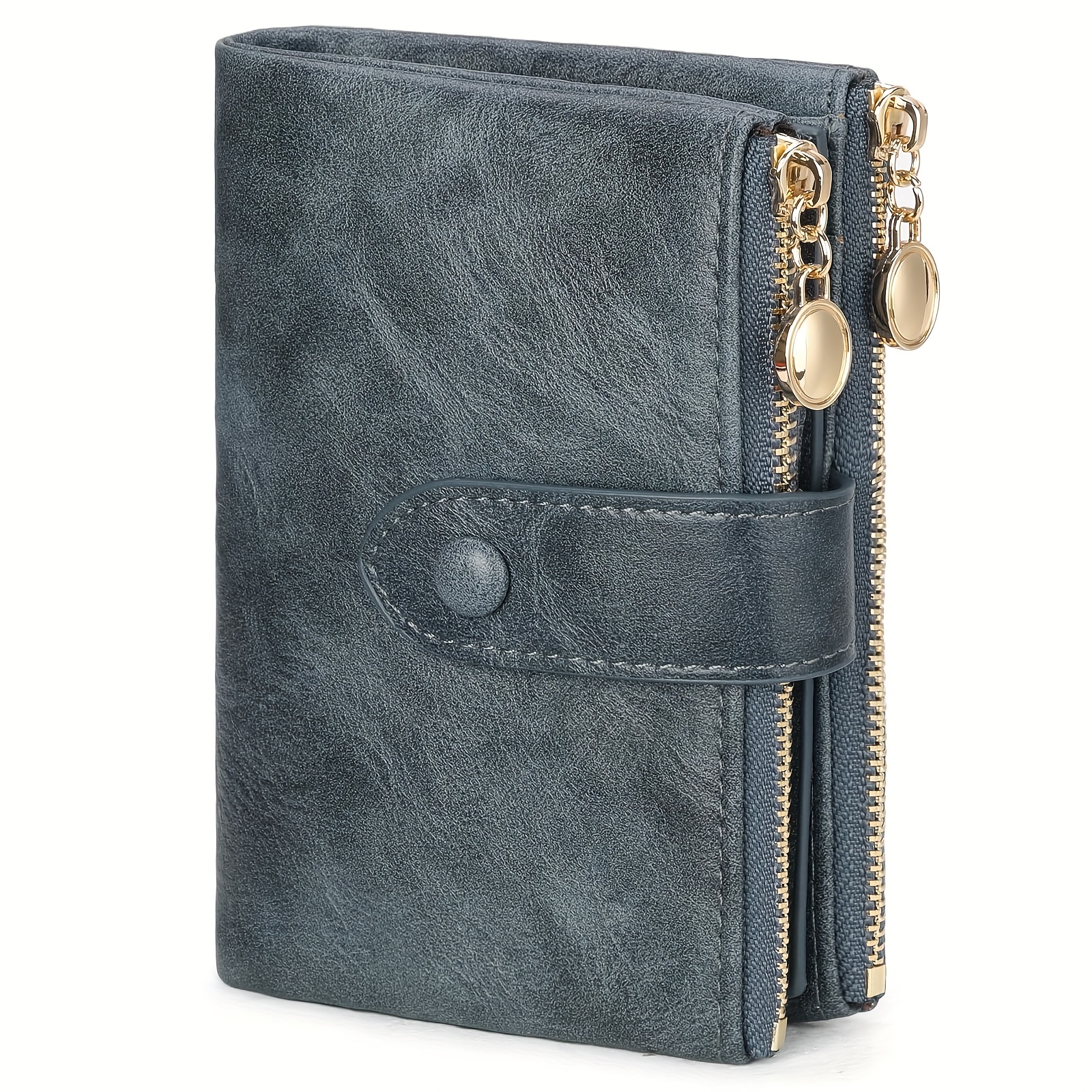 Gaekeao Women's Genuine Leather Rfid Blocking Wallet - Bifold Double Zipper Wallet With 2 Id Windows, Card Holder & Cash, Compact Purse Case Suitable For Women &