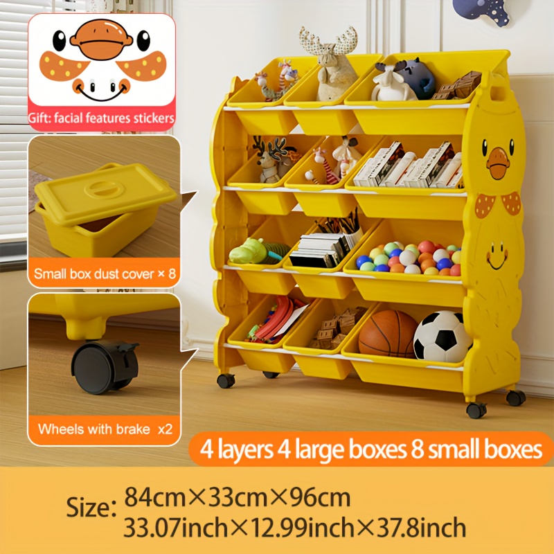 3/4-tier Storage Rack With Storage Box, In Multiple Styles With Lids, For Storing, Books, And Clothes, Suitable For Rooms And Playrooms