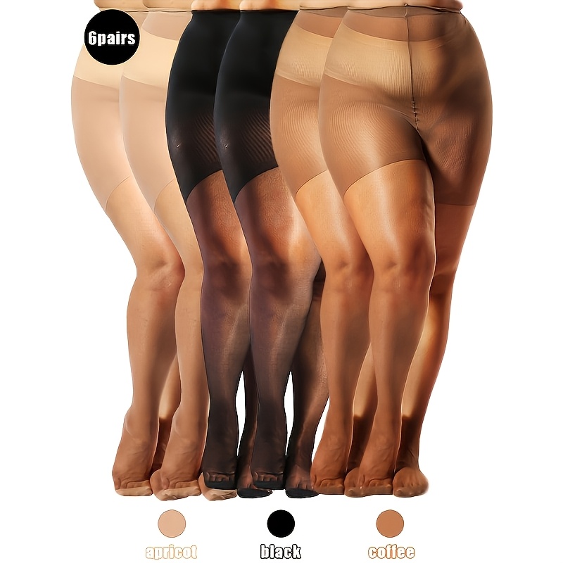 TEMU Lot de 6 paires de collants transparents ultra-fins, voilages, et -transparents pour femme, grande taille -6XL