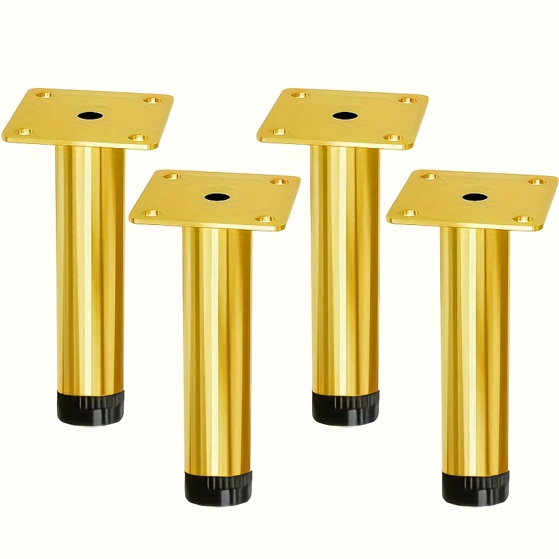 Image of 20cm Heavy-duty Metal Table Legs With Polished Golden Feet - Furniture Legs Suitable For Cabinets, Beds, Sofas, Benches - Installation, Metal