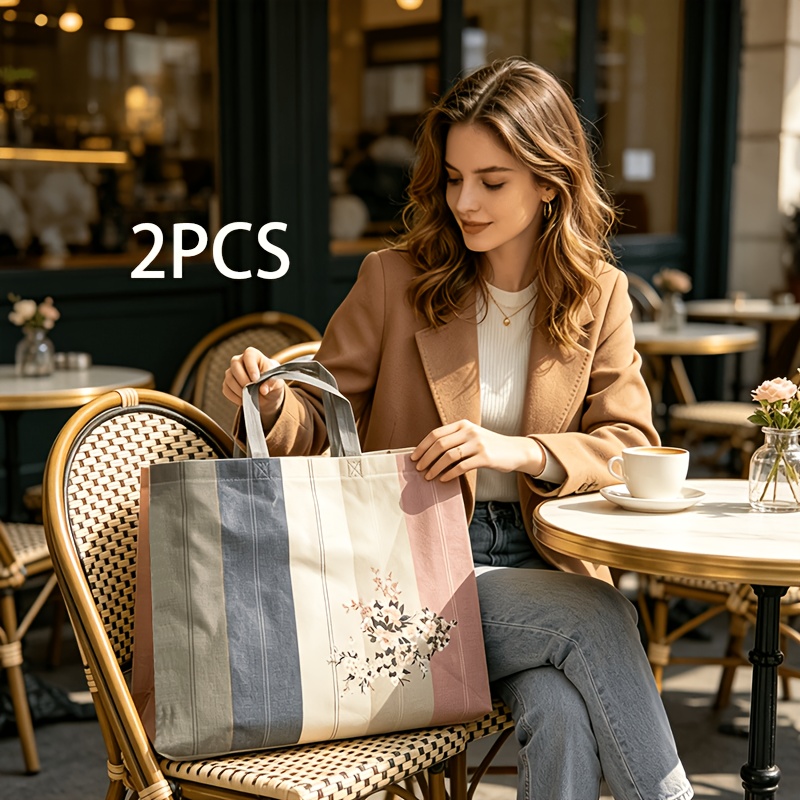TEMU 2 Plastic Tote Storage Bags—with Handles, Large Capacity, Foldable And Portable. Suitable For Occasions Such As Weddings, Vacations, Birthdays,