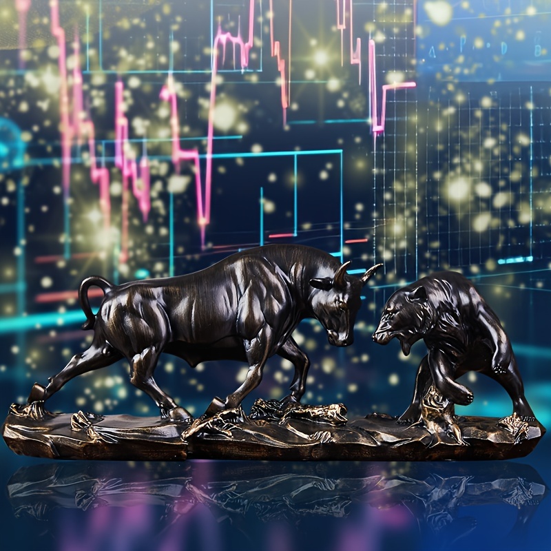 

1pc, Stock Market Bull And Bear Duel Sculpture, High-end Resin Ornament, Financial Desk Decor, Office Art Ornament, Mother's Day Gifts, Home Decor, Room Decor