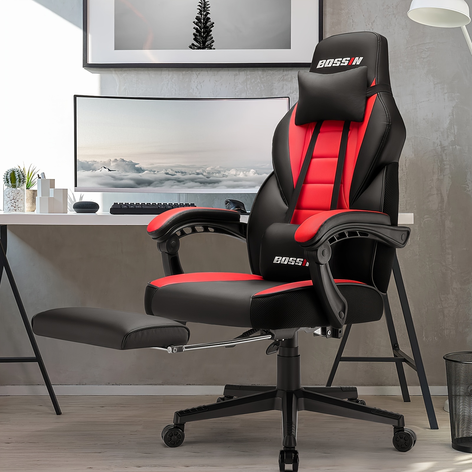 

Gaming Chair With Massage, Ergonomic Heavy Duty Design, Gamer Chair With Footrest And Lumbar Support, High Back Office Chair, Big And Tall Gaming Computer Chair