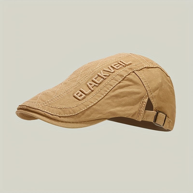 Image of 1pc Korean Style Beret Hat For Women Men, Vintage British Painter Cap, Adjustable Short Brim Fashion Beret For Middle Aged Elderly Outdoor
