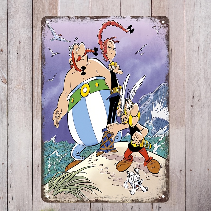 

1pc Panneau en métal vintage d'Astérix et Obélix, Affiche de dessin en aluminium, Art , 7.8 x 11.8 pouces, pour la décoration de , , , , , cadeau d'anniversaire