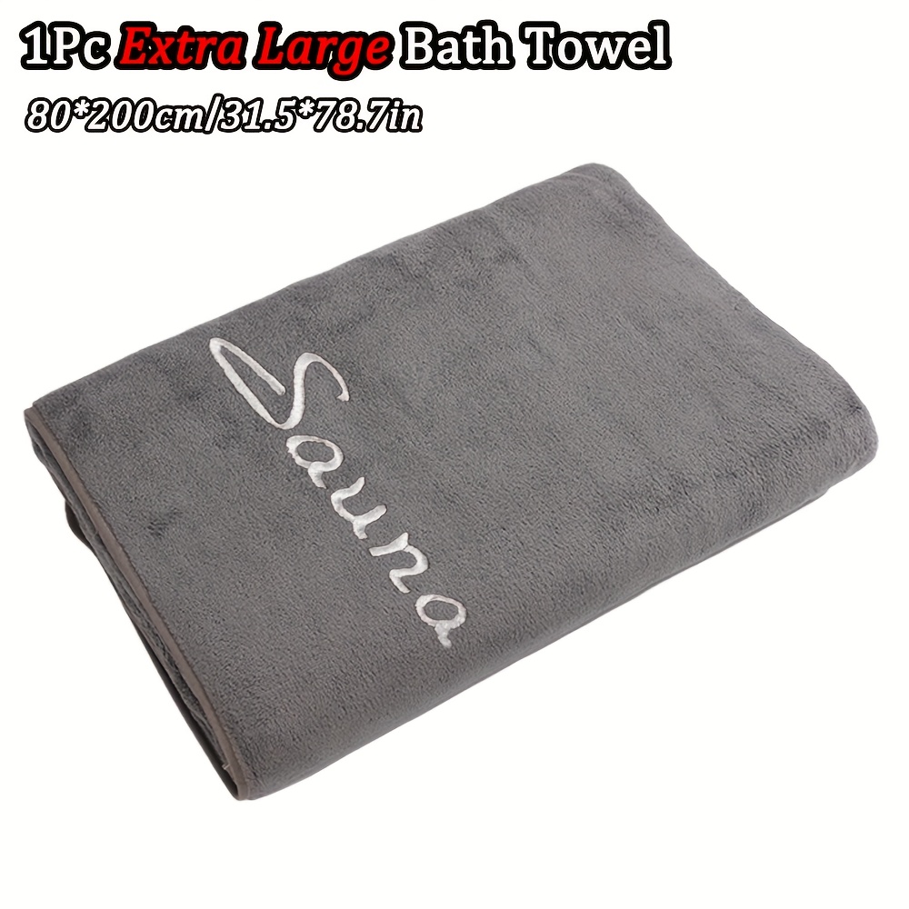 1pc Microfiber Extra Large Bath Towel 80*200cm/*78.7in, Solid Color Sauna Towel , Breathable, Optional Absorption, Quick-drying, Soft And Comfortable, Suitable For Sauna Spa Hotel Bathrooms