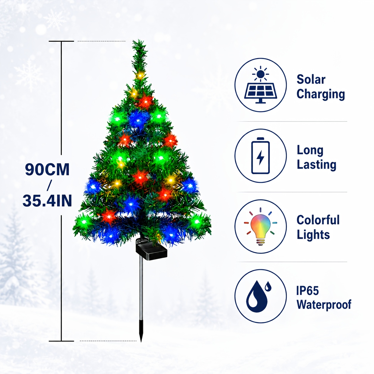 TEMU 1-pack Solar Lighted Christmas Tree Garden Stake, Multicolor Led Outdoor Lighted Holiday Displays, Auto Christmas Tree Decor For Yard, Lawn,