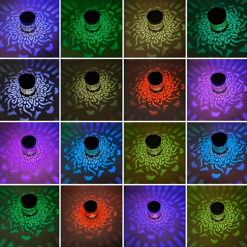 lot de 2 appliques murales solaires pour clôture, lampes murales led colorées avec motif mandala à changement de couleurs multiples/ , éclairage décoratif extérieur, ip65, pour la décoration de jardin, terrasse, escaliers et cour, avec plusieurs couleurs, déclairage et options de Détails du produit 4