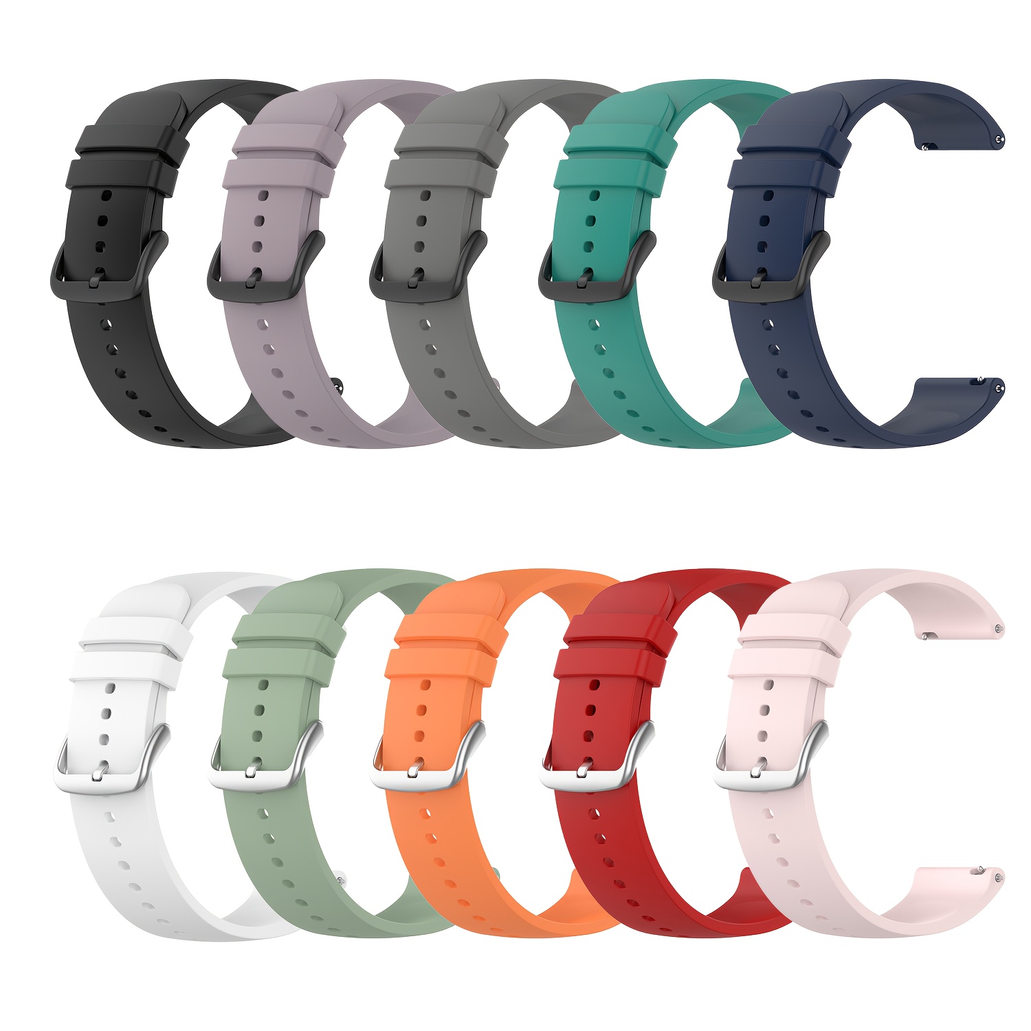 TEMU Lot de 10 bracelets de montre de rechange en souple 20mm 22mm, compatibles avec GTS/GTS2/GTS 3/GTS 2e/GTS 2 Mini/GTS 4 Mini/GTS 4/GTR