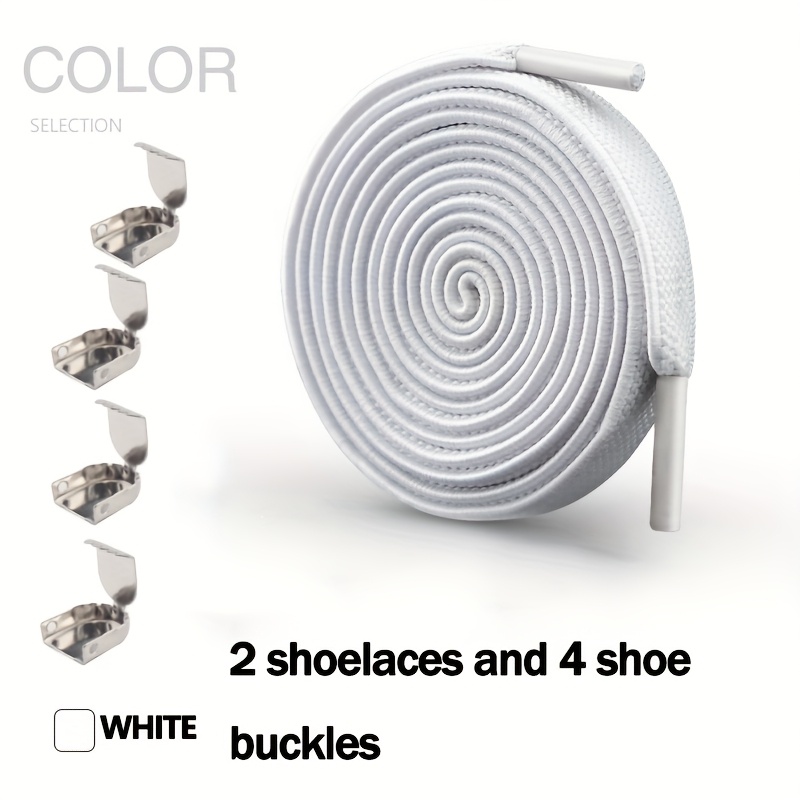 Elastic No-tie Lazy Shoelaces, Men's And Women' Shoes Textured Elastic No-tie Shoelaces, Solid Color Flat Shoelaces With Silvery Metal Buckles, Without Battery