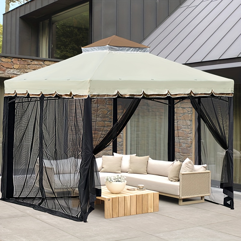 Outdoor 4-Panel Mosquito Net Screen Room for * Garden Patio Umbrella Mesh  Netting with Zipper Closure, Non-Waterproof Polyester Canopy Insect  Curtains, Fits 4-Legged Foldable Canopies (1 Pack, Black)