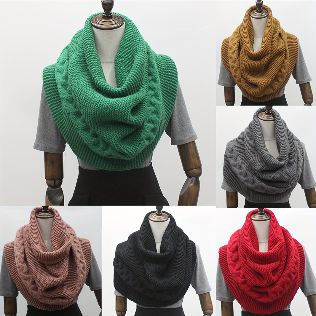 

Elegant Knit Polyester Neck Gaiter Scarf - 100% Polyester, Jacquard Knitted Design, For Autumn And Winter, Warm Shawl For Weekend Wear - Hand Wash Or