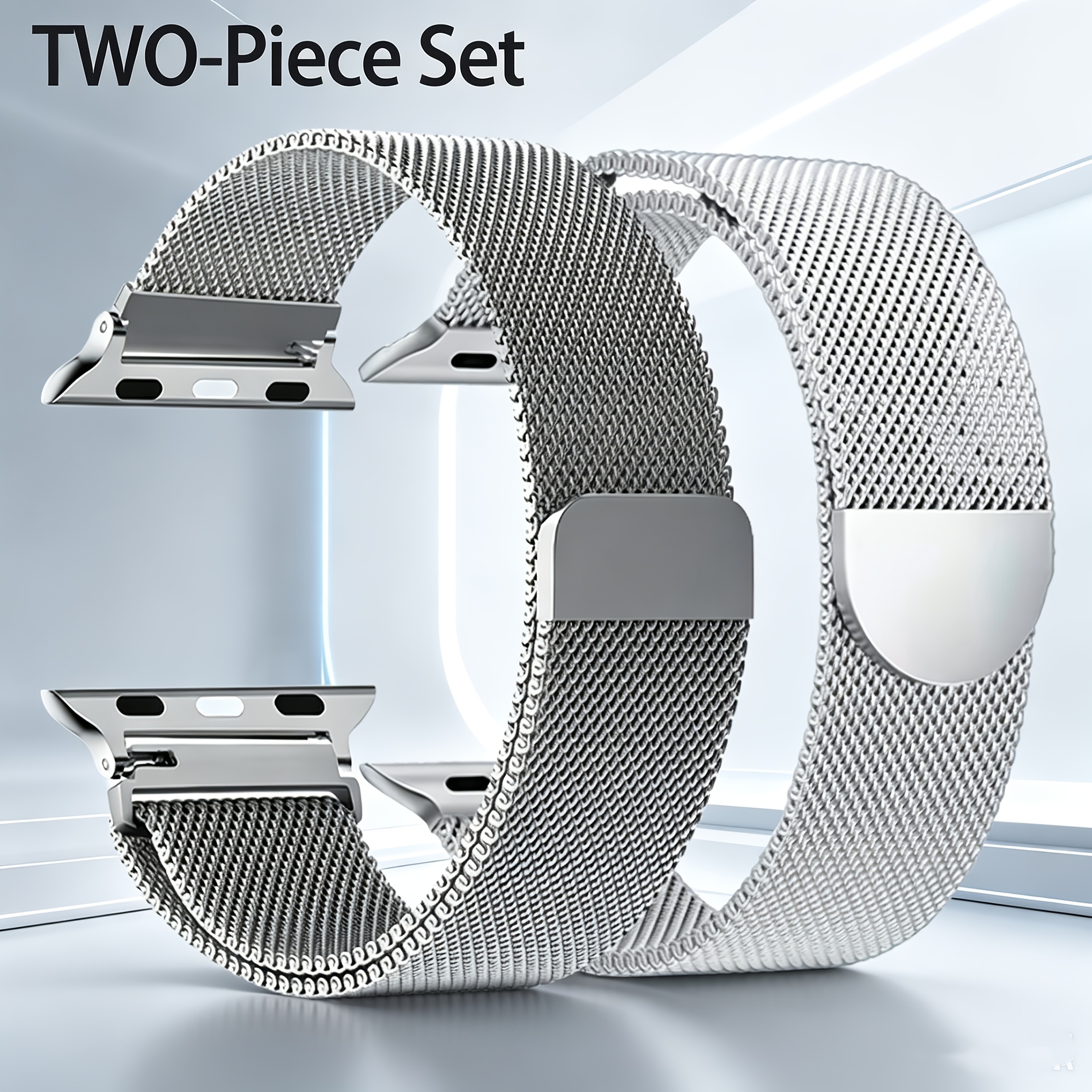 TEMU 2pcs Fashion-upgraded New Mesh Stainless Steel Watch Band For Men Women, Perfect As Gift For Christmas, Halloween, Birthdays Or New Year.