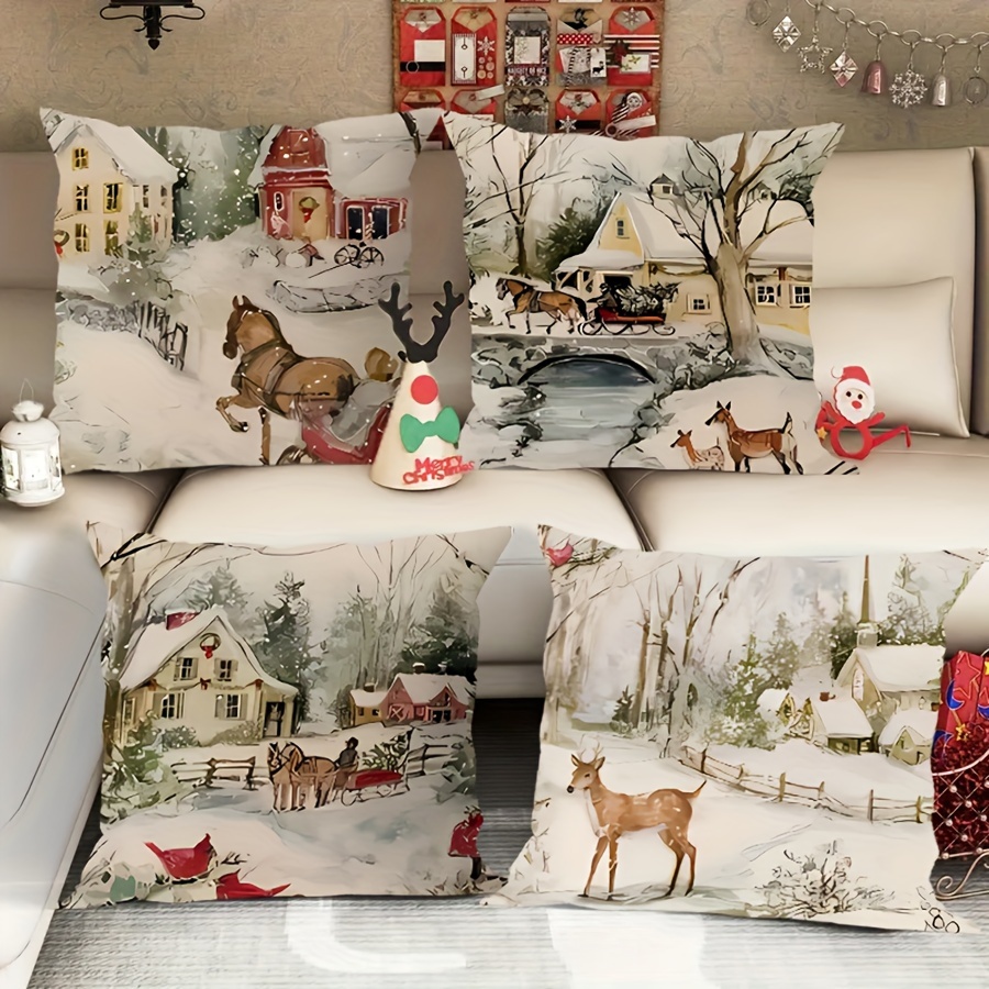 

4pcs 18x18 Christmas Zip , For Decor