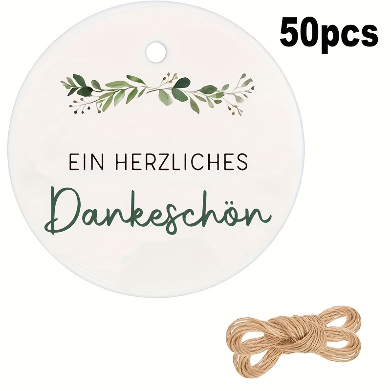 E-shop 50 Stück pro Packung, "Danke Schön" Deutsche Runde Dankeschön-Geschenkanhänger, 2 Zoll, mit Schnurloch, für Hochzeit, Party und Event