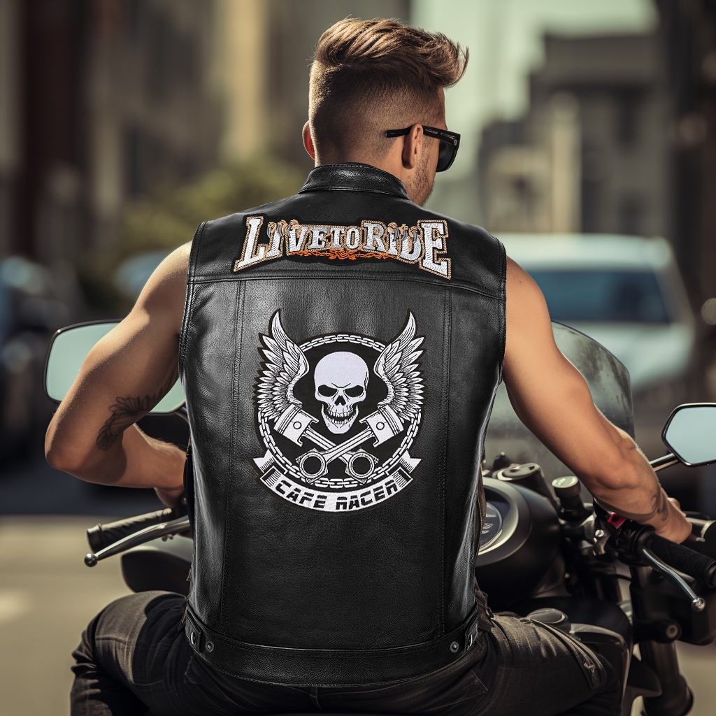 Leather Jacket Rock Patches For Jackets Black Pu Leather Vest Punk
