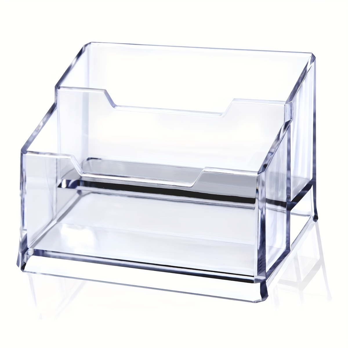 E-shop Transparenter Acryl-Visitenkartenhalter, 2-lagiger Hochwertiger Transparenter Acryl-Büroschreibtisch-Visitenkartenhalter, Bietet Platz für 100