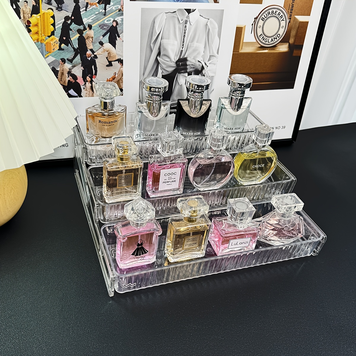 1pc Detachable 3-Layer Perfume Storage Rack Makeup Organizer Box,  Countertop Bathroom Storage Cabinet, Bathroom Supplies Organizer, Plast