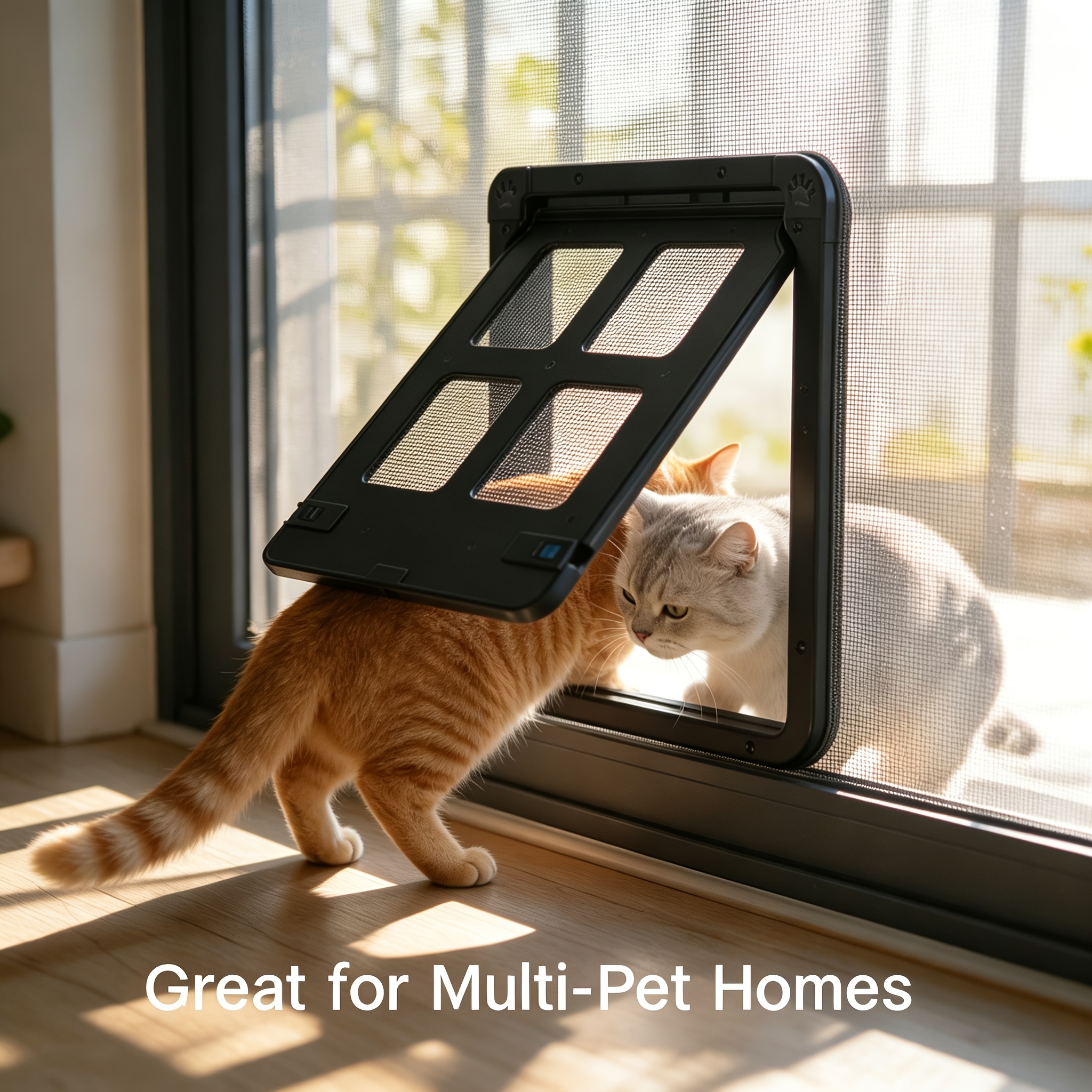 TEMU Pet Door For Screen Door, 2-way Lockable Cat Door For Screen Mesh, Bug-proof Fine Mesh, , White And Black, For Cats And Small Dogs