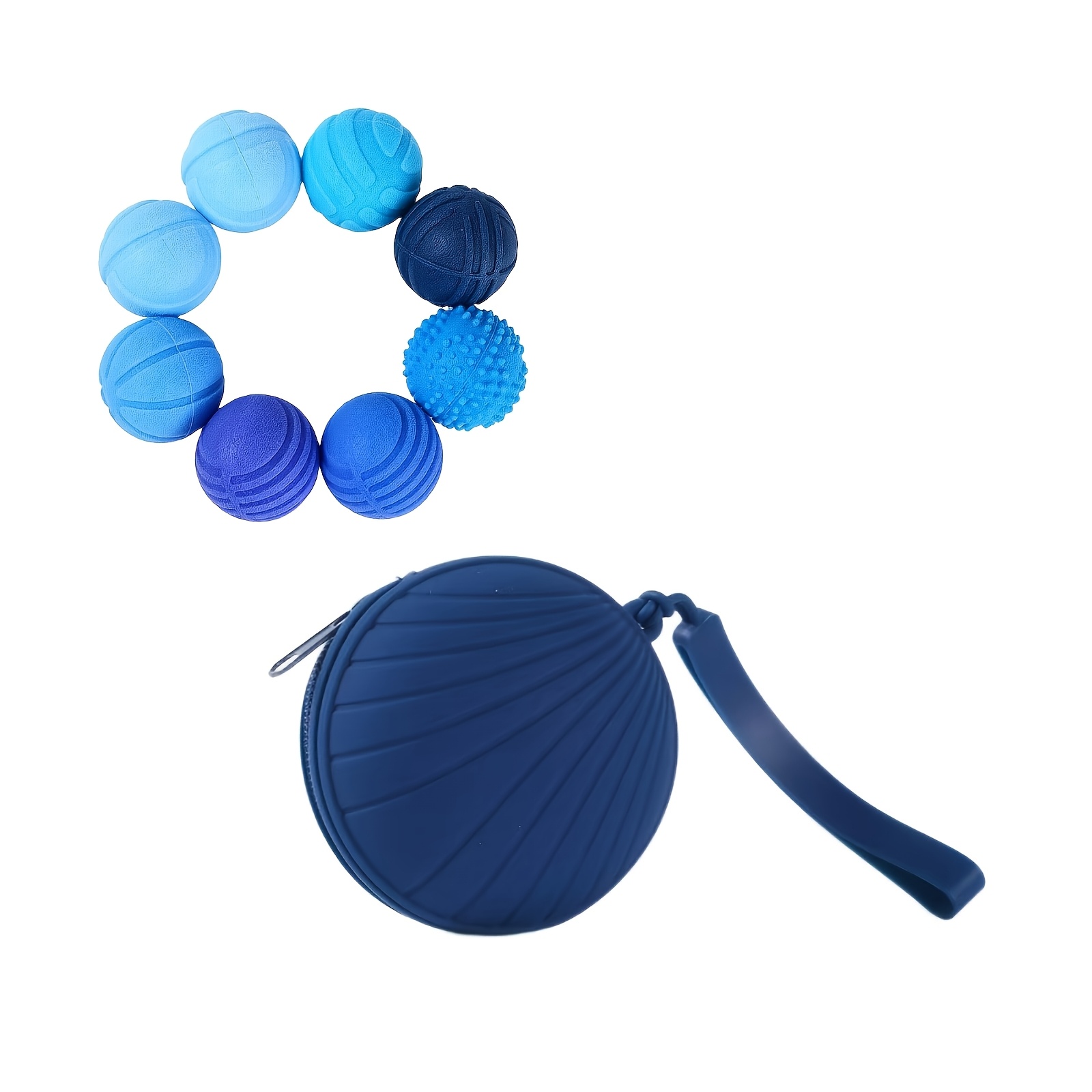 TEMU 8pcs Silicone Magnetic Textured Balls - Silent Sensory Hand Exercise, Soft Tactile Design With Portable Storage Bag, Ideal For Travel, Office,