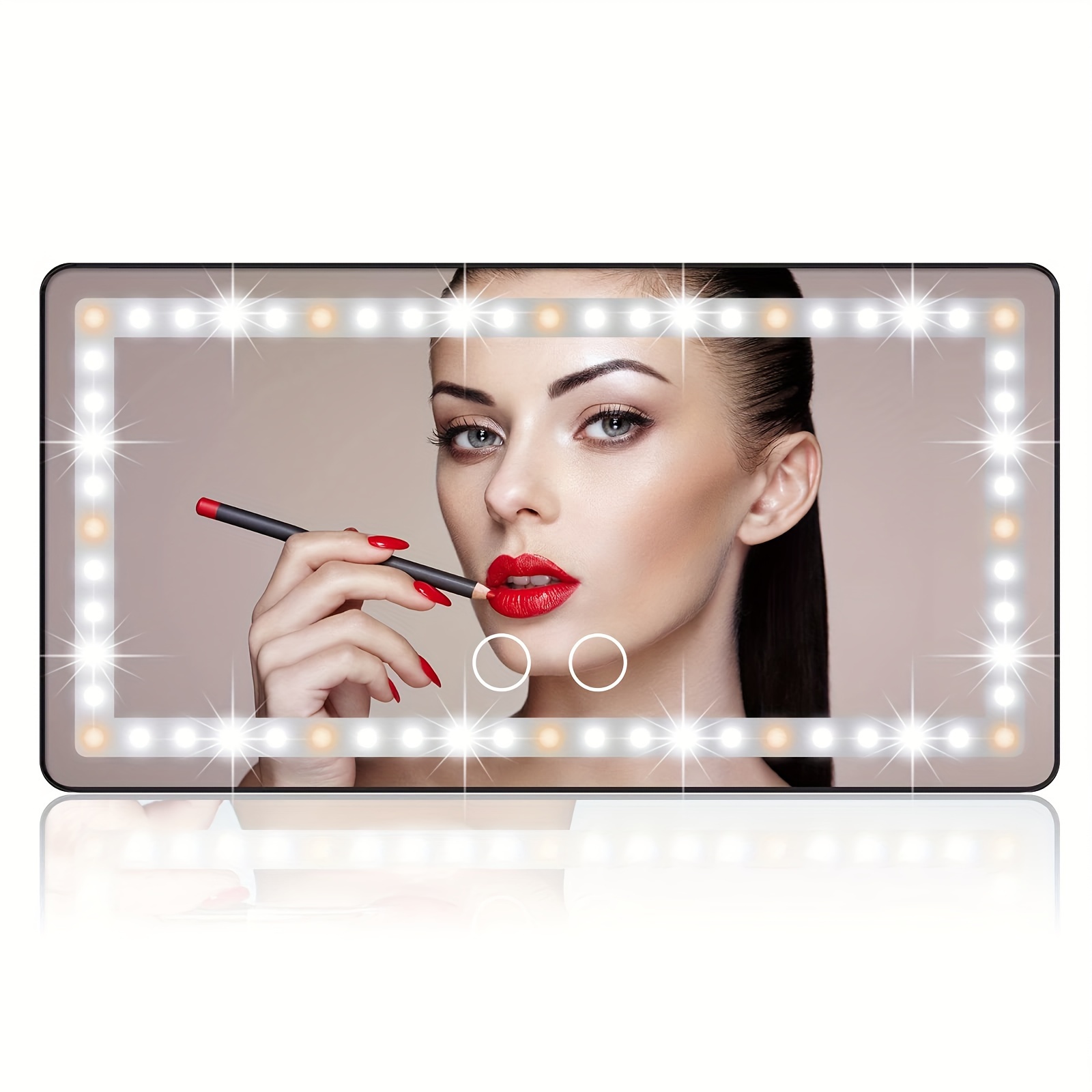 TEMU Car Sun Visor Vanity Mirror, Rechargeable Makeup Mirror With 3 Light & 60 Leds - Dimmable Clip-on Rear View Sun- Cosmetic Mirror, Universal For Car Suv (black)