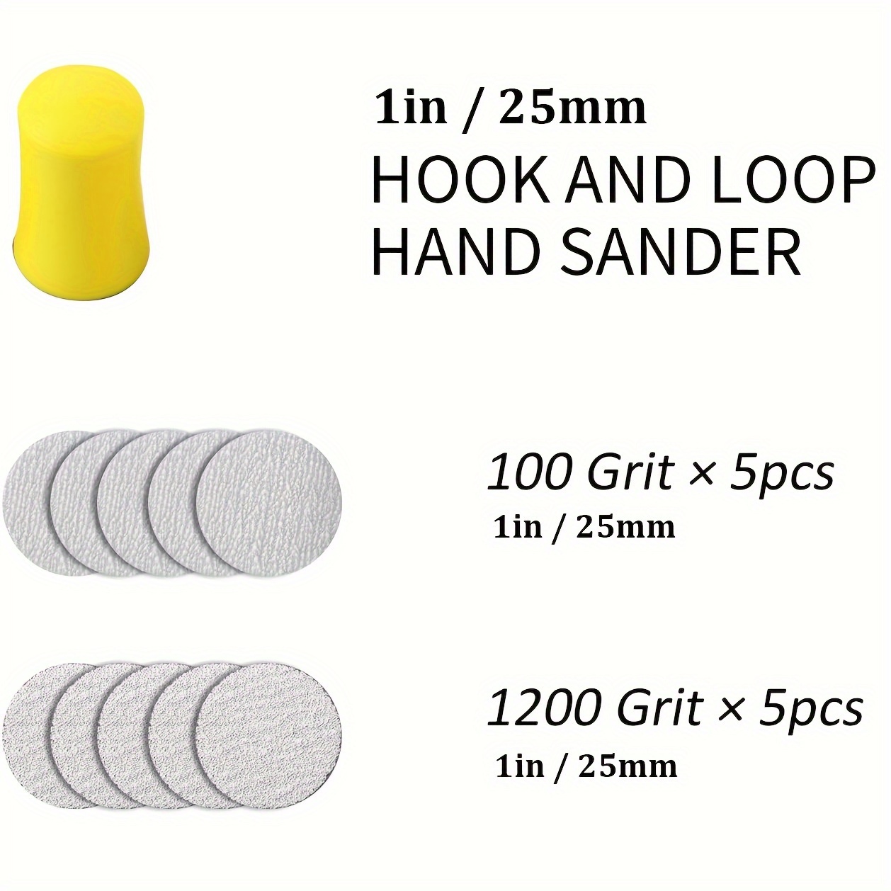 TEMU Round Hook And Loop Sanding Block 1in/3in Hand Sander Kit For Concrete Terrazzo Polishing With 10pcs Replacement Sandpapers