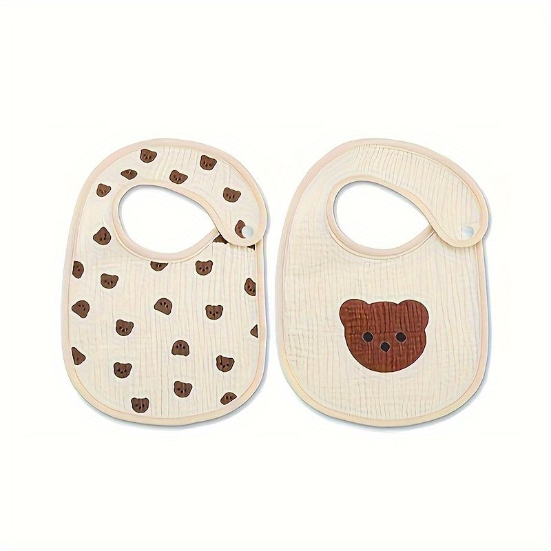 Image of 2pcs Newborn Bibs Lovely Pattern Cotton U-shaped Burp Cloth Boys Girls Babies Saliva Towel Feeding Baby Bib For Infant