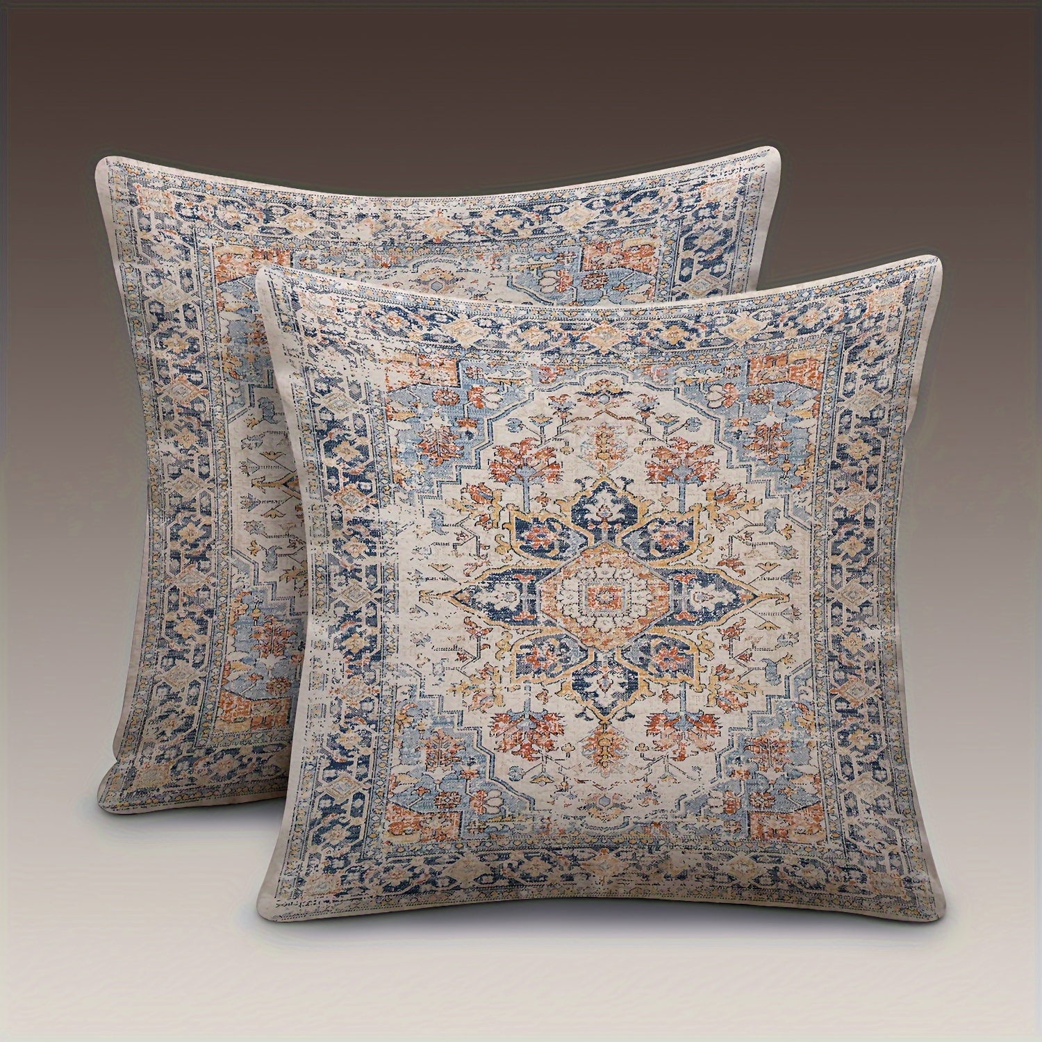 Image of 2pcs Short Plush Bohemian Style Pillow Covers With Double-sided Printing Of 18in X 18in, Minimalist Art, , Bedroom, Living Room, Home Decoration, No Pillow Core