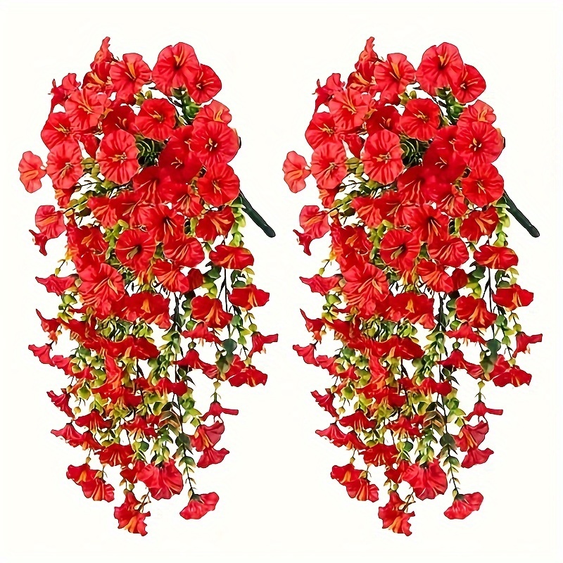 

2pcs Uv-resistant Silk Hanging Flowers With Eucalyptus - Outdoor, Wedding, Home & Garden Decor, Artificial, Flowers, Office