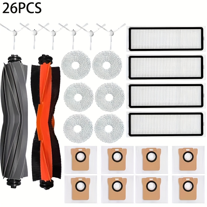 TEMU Replacement Components For Xiaomi Robot Vacuum X20 And X20 Plus, Including Dust Bags, Mop Cloths, Main Side Brushes, And Filters