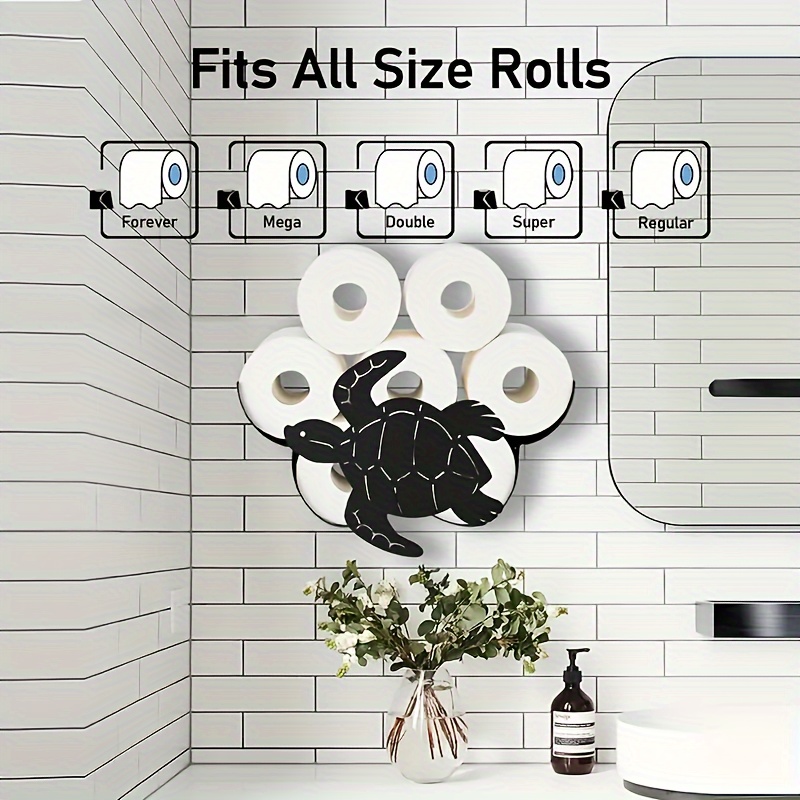 E-shop 1 Schwarzer Schildkrötenförmiger Toilettenpapierhalter, Wandmontierter Toilettenpapierhalter, Platz für 8 Rollen, Künstlerischer Eisenhalter,