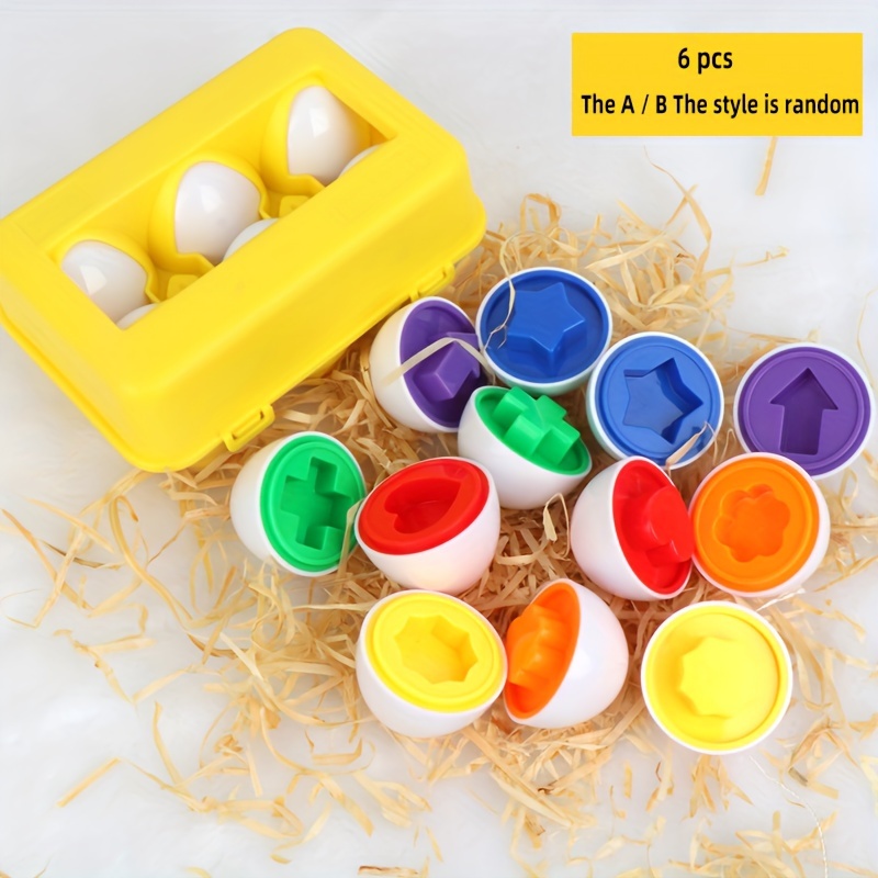 

6pcs Random Color/shape Of Easter Matching Smart Eggs, Children's Simulation Egg Toys, Shape Matching Game, Stem Educational Early Education Toys