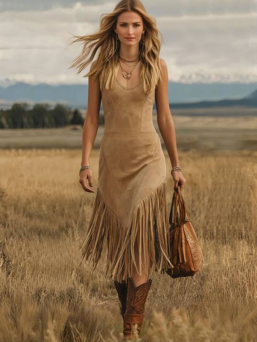 womens vintage western style sleeveless v neck fringe fit dress