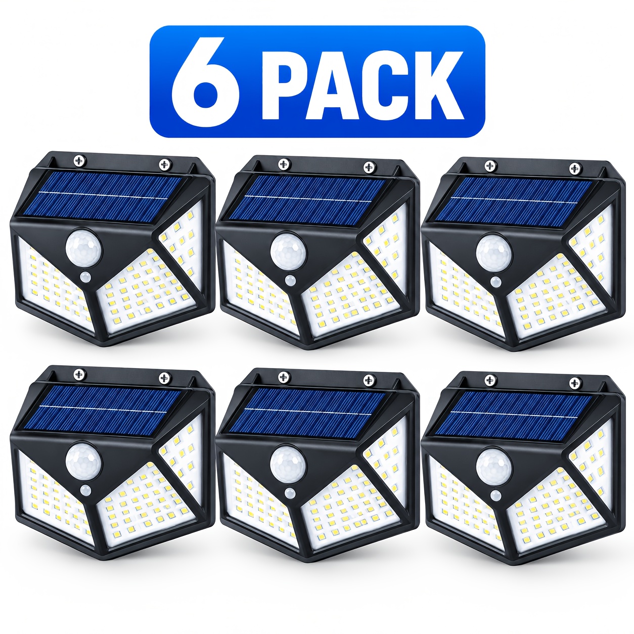 TEMU 6/12pcs Smart Solar Security Light Outdoor, 100 Led Sensor Light Pir Detection, 3 Lighting , Remote Control, Ip44, Solar Flood Light For Garage,