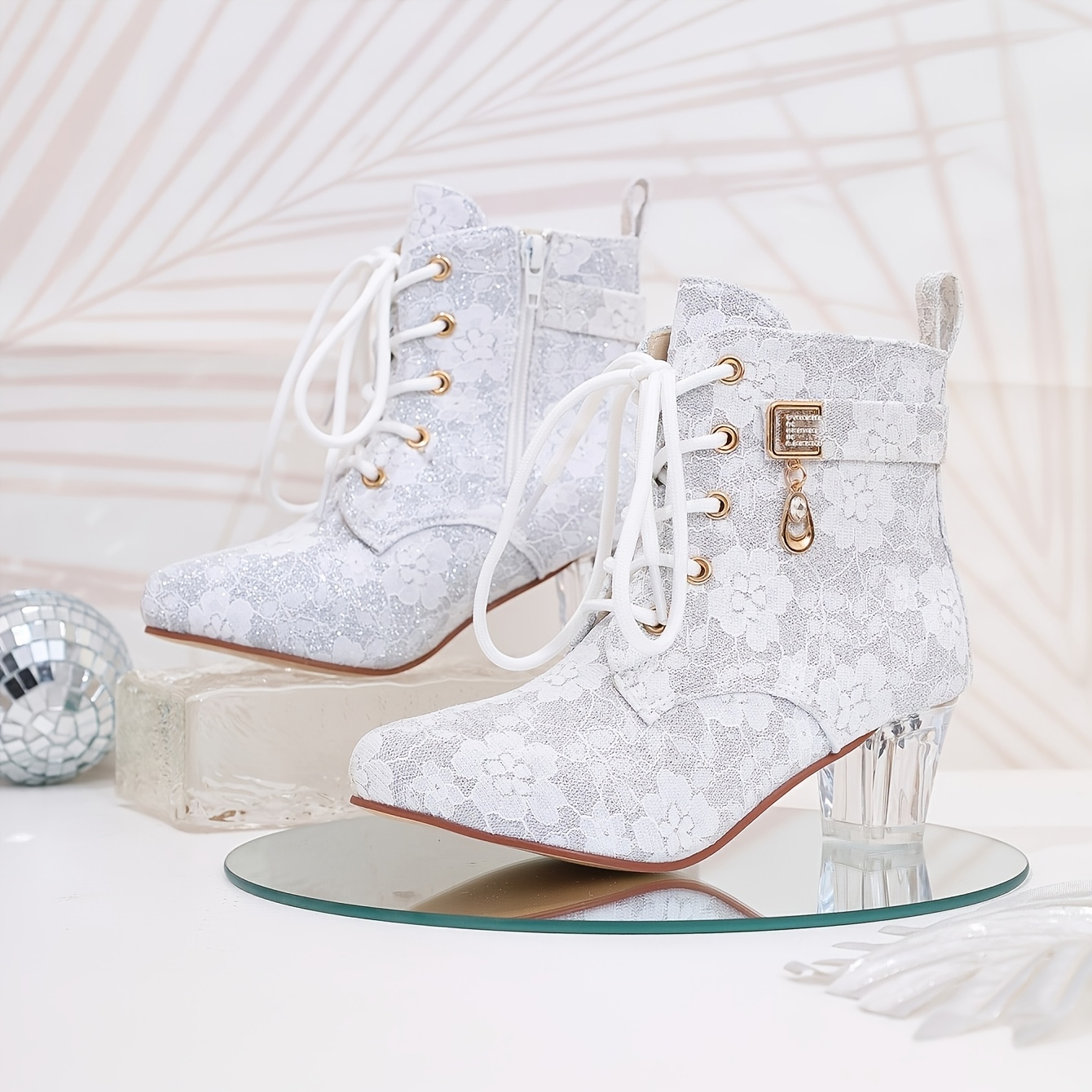 TEMU Fashion Women's Lace Ankle Boots, New Autumn/winter Style, Elegant And Comfortable Versatile Design, Women Shoes
