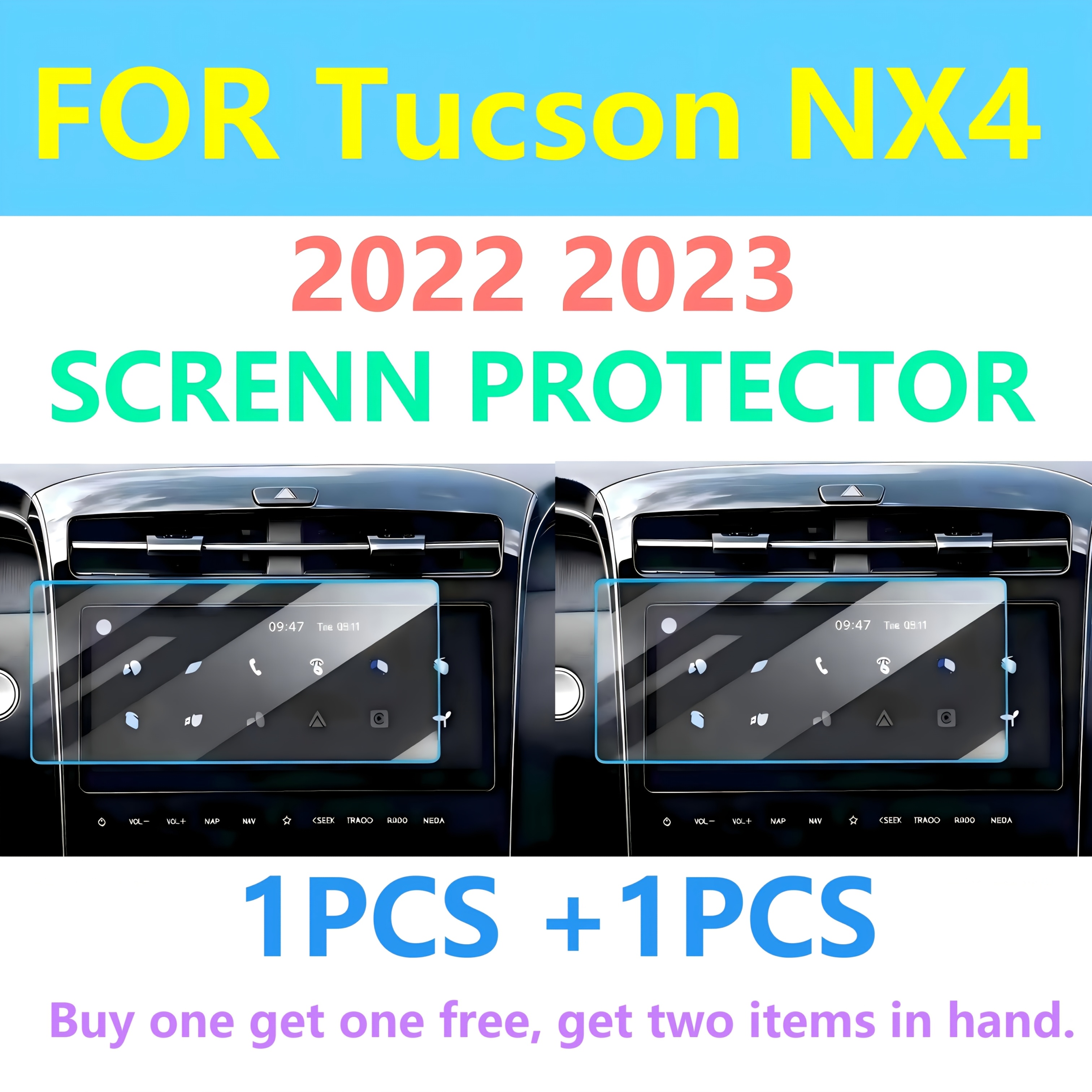 E-shop Displayschutzfolie passend für Hyundai Tucson NX4 2022 2023, 5H Härtegrad, Universal-Typ, entwickelt für den Touchscreen von HYUNDAI Tucson NX4