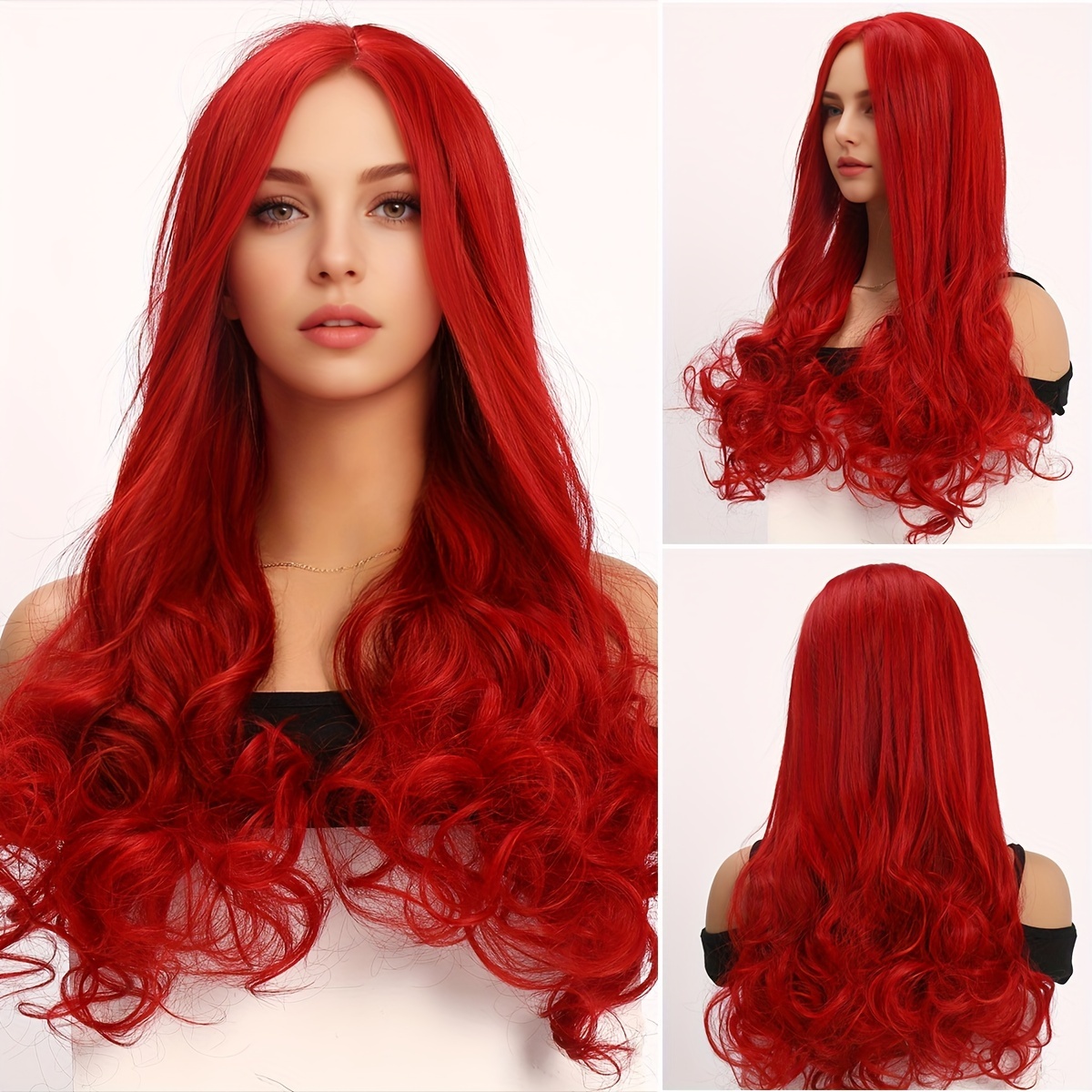 

Unique And Elegant Women's Synthetic Fiber Charm Red Curly Wig - Heat-resistant, Easy To Shape, Natural And Full, With A Comfortable Rose Net Hat, Suitable For Daily And Various Activities (26 Inches)