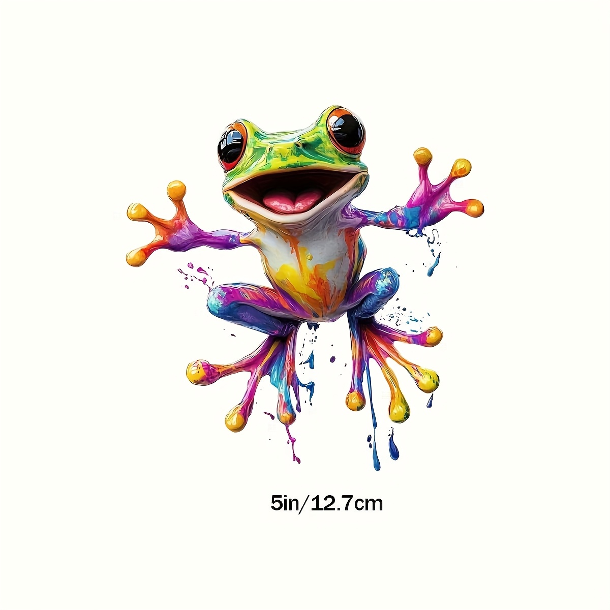 Colorful Graffiti Frog - Vinyl Sticker - Suitable For Car Rear, Laptops, Trucks, Motorcycles, Windows, Walls - Self-adhesive, Glossy Surface, Single-use - Compatible With Glass, Metal, Ceramics