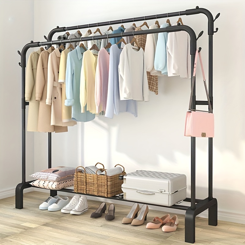 

Freestanding Double- Metal & Suit Stand , - & Footwear Storage, Iron - For Bedroom, , Laundry Organizing & Drying Clothes