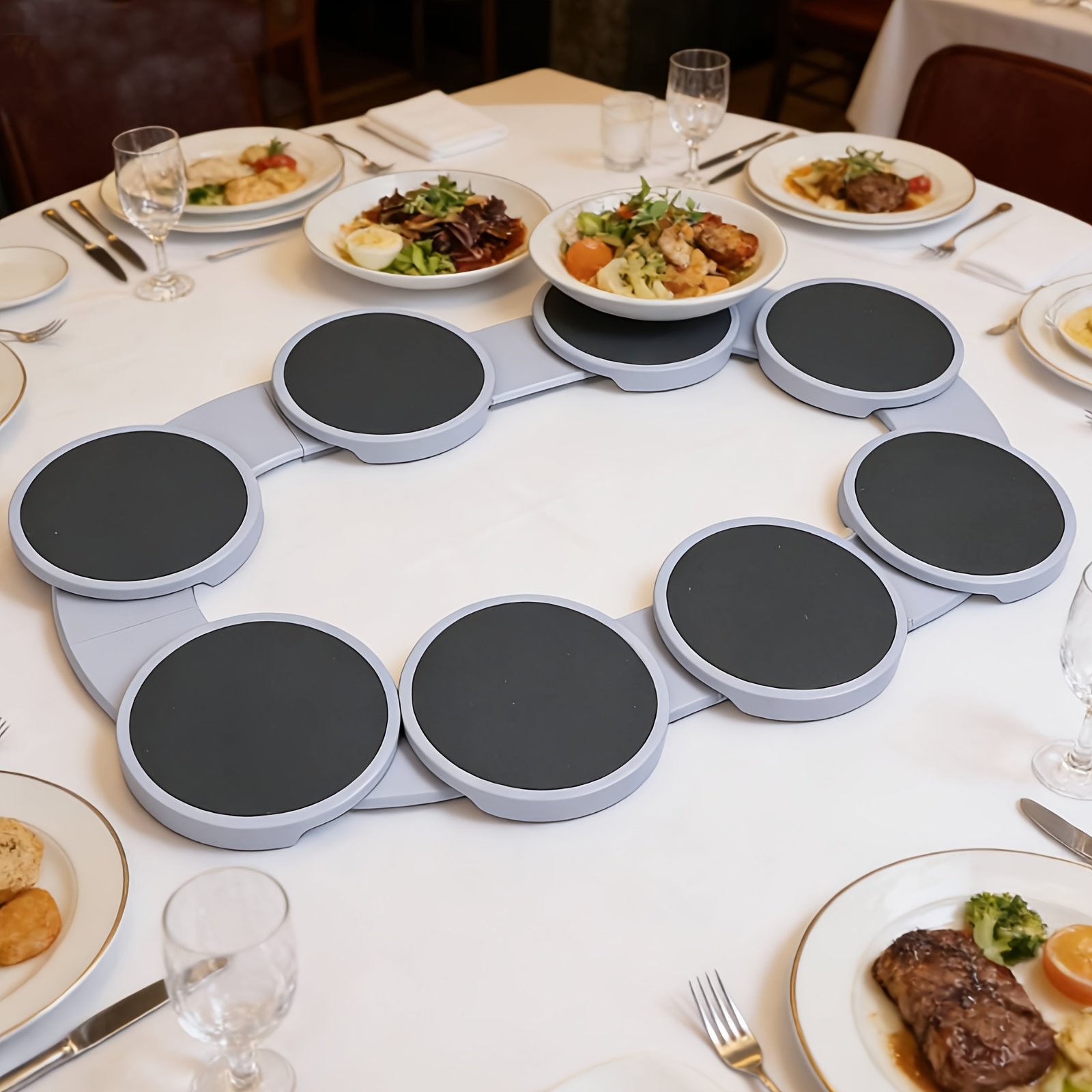 8pcs turntable expandable turntable suitable for rectangular and oval dining tables suitable for kitchen and restaurant dining tables parties and   rotating table tray set 360 degreeturntable for dining food service equipment