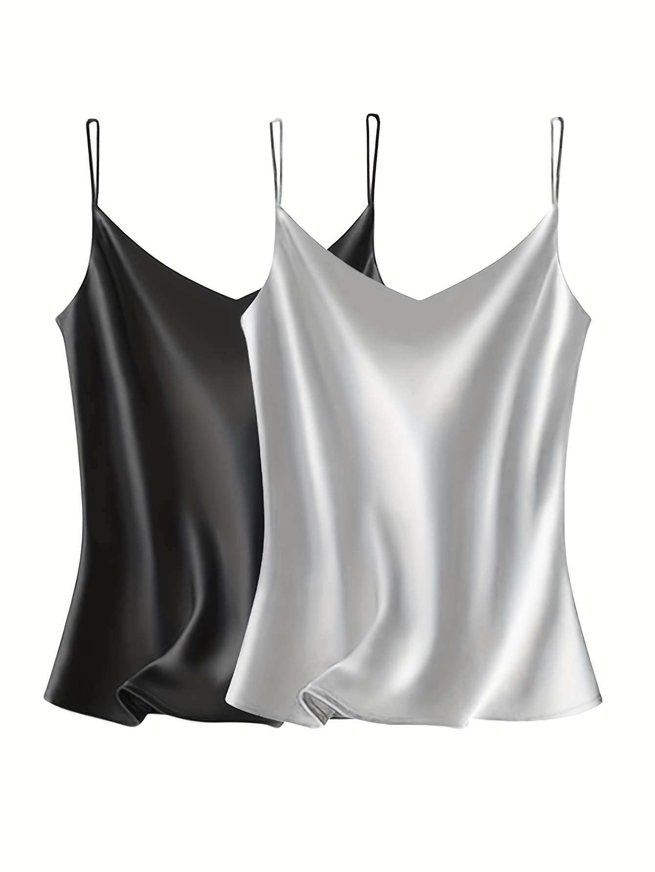 plus size plus size womens satin cami top v neck camisole italian strap loose sleeveless shirt 2pcs set