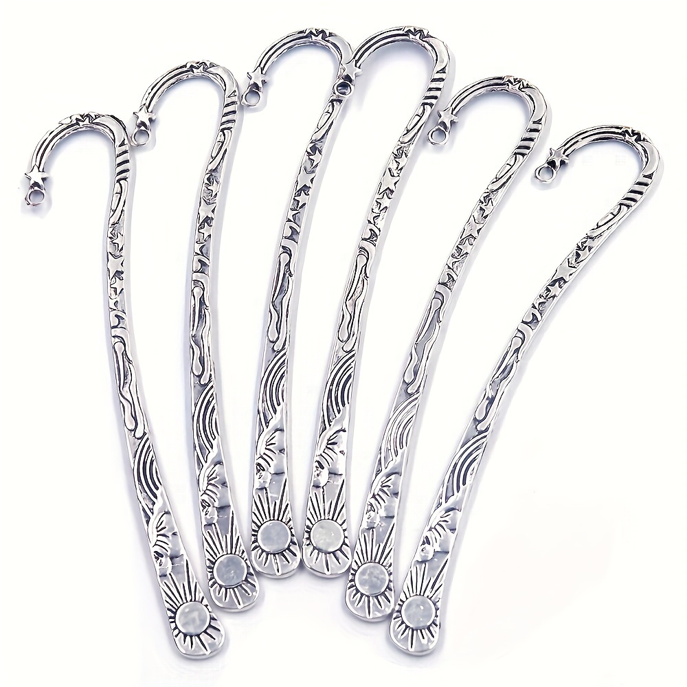 E-shop 6 Stk. Sonne- Stern-Lesezeichen aus Legierung in Silber/Kupfer/Antikgold - mit Loch oben zum einfachen Anfertigen - nach eigenen Vorlieben